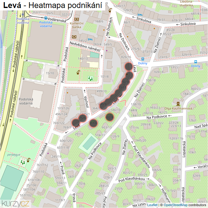 Mapa Levá - Firmy v ulici.