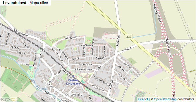Levandulová - mapa ulice
