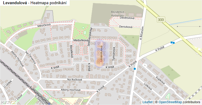 Levandulová - mapa podnikání