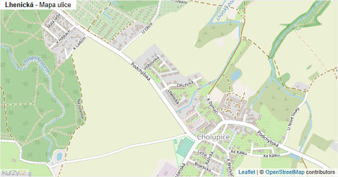 Lhenická - mapa ulice