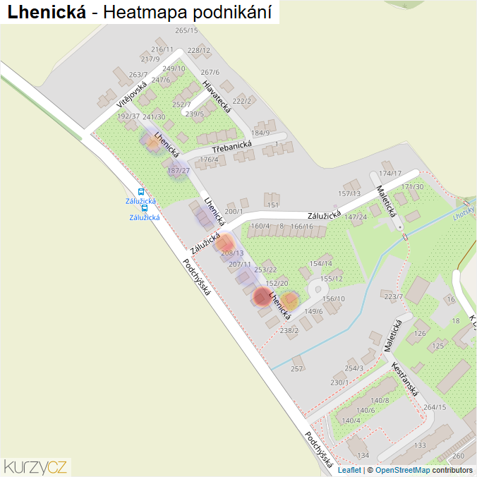 Mapa Lhenická - Firmy v ulici.