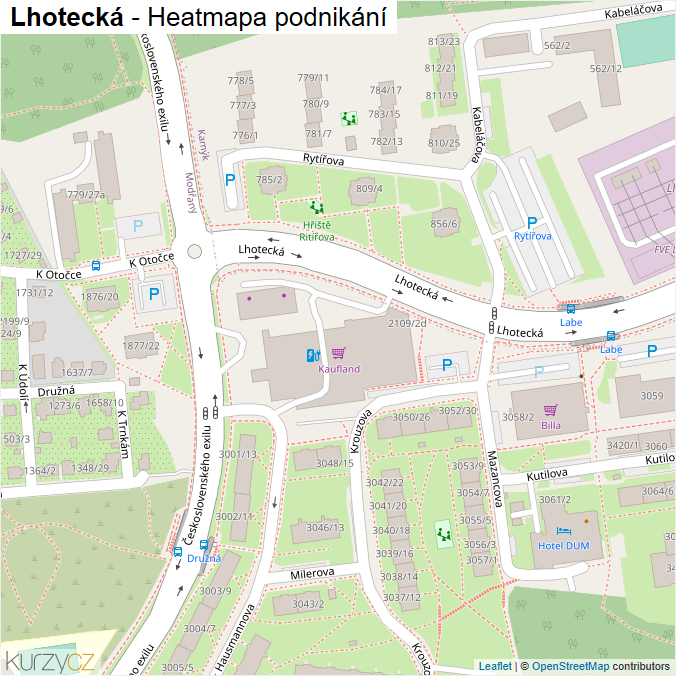 Mapa Lhotecká - Firmy v ulici.
