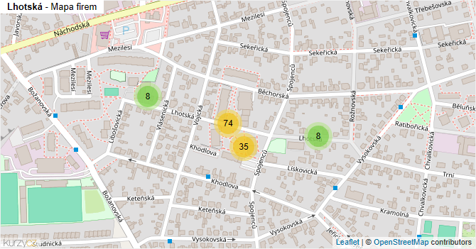 Lhotská - mapa firem