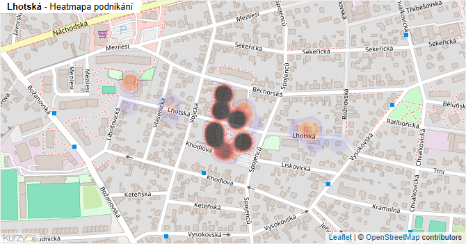 Lhotská - mapa podnikání