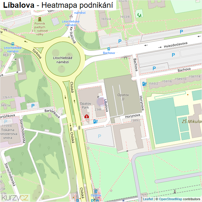 Mapa Líbalova - Firmy v ulici.