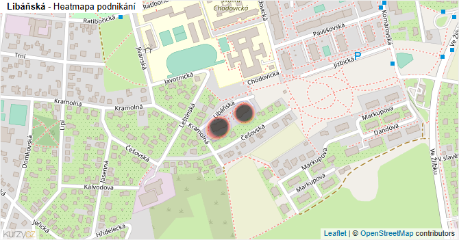 Libáňská - mapa podnikání