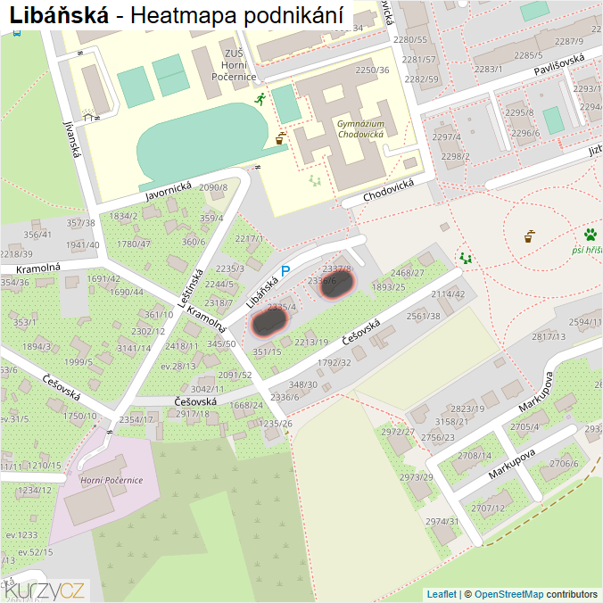 Mapa Libáňská - Firmy v ulici.