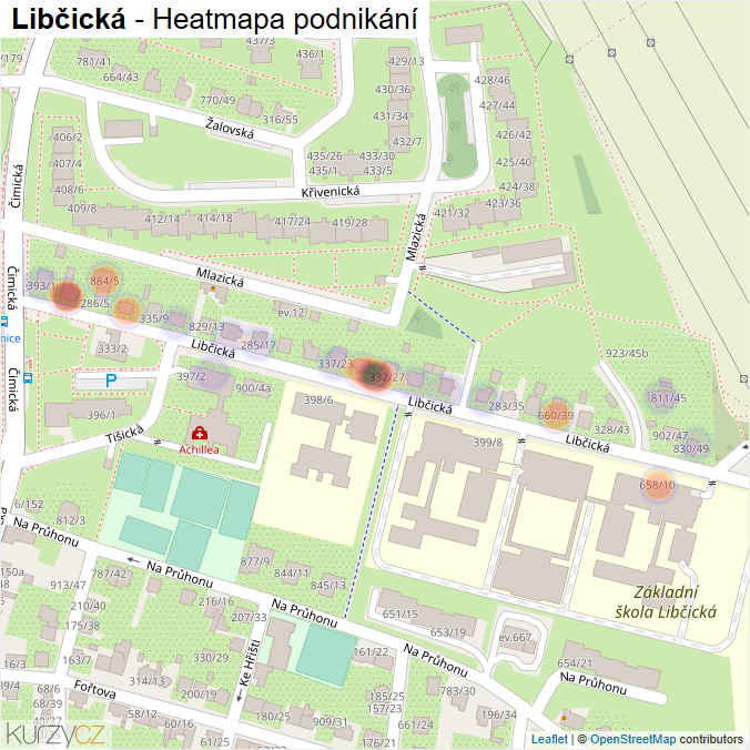 Mapa Libčická - Firmy v ulici.