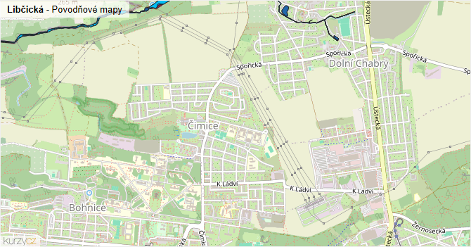 Libčická - záplavové mapy stoleté vody
