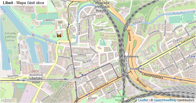 Libeň - mapa části obce