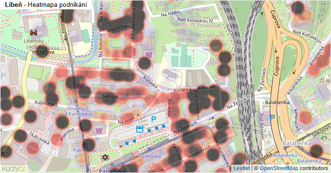 Libeň - mapa podnikání