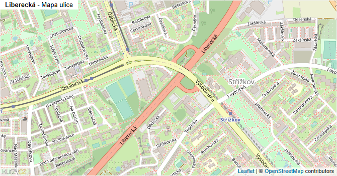 Liberecká - mapa ulice