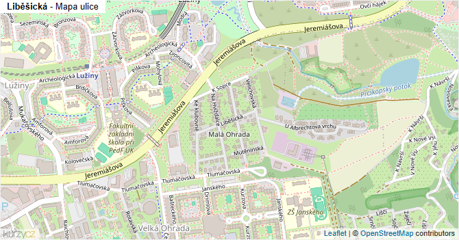 Liběšická - mapa ulice