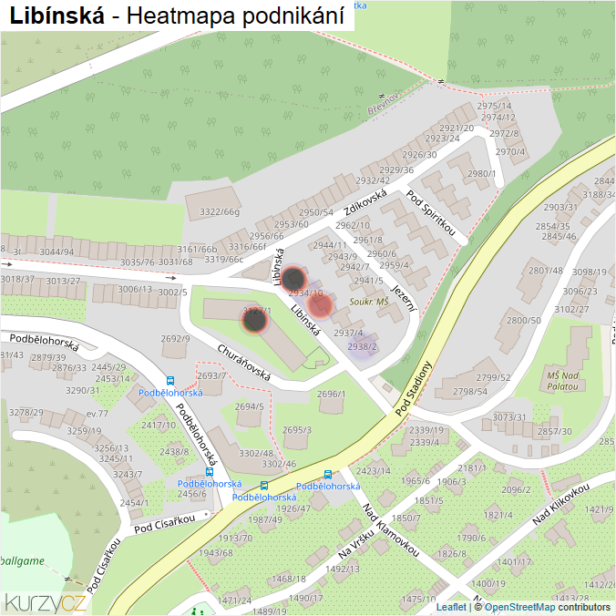 Mapa Libínská - Firmy v ulici.