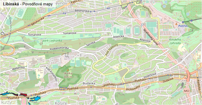 Libínská - záplavové mapy stoleté vody