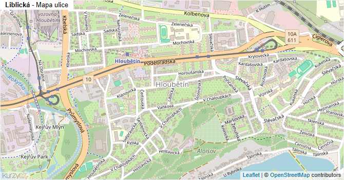 Liblická - mapa ulice