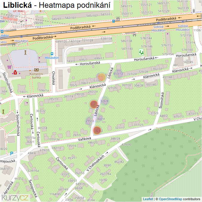 Mapa Liblická - Firmy v ulici.