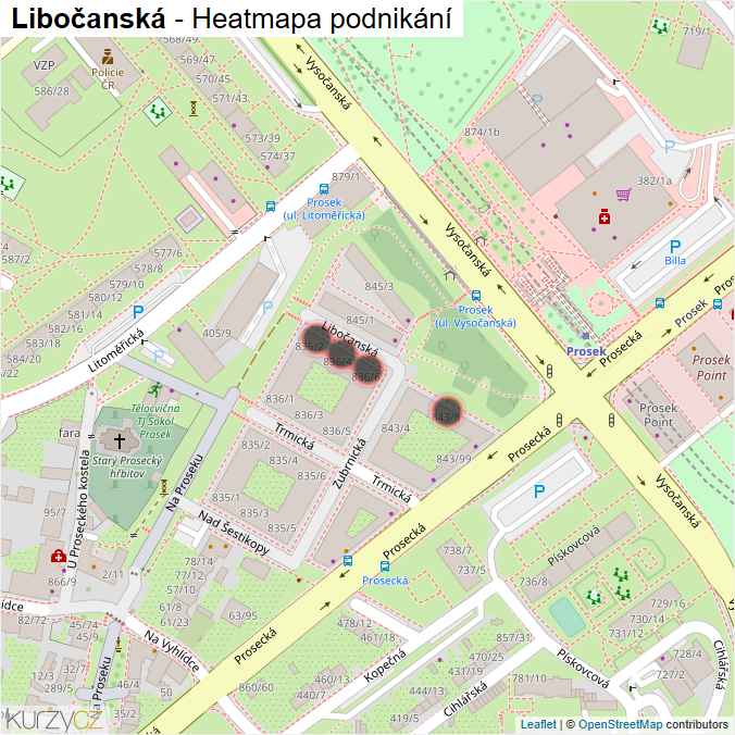 Mapa Libočanská - Firmy v ulici.