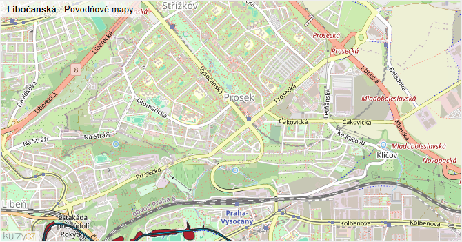 Libočanská - záplavové mapy stoleté vody
