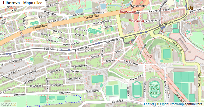 Liborova - mapa ulice