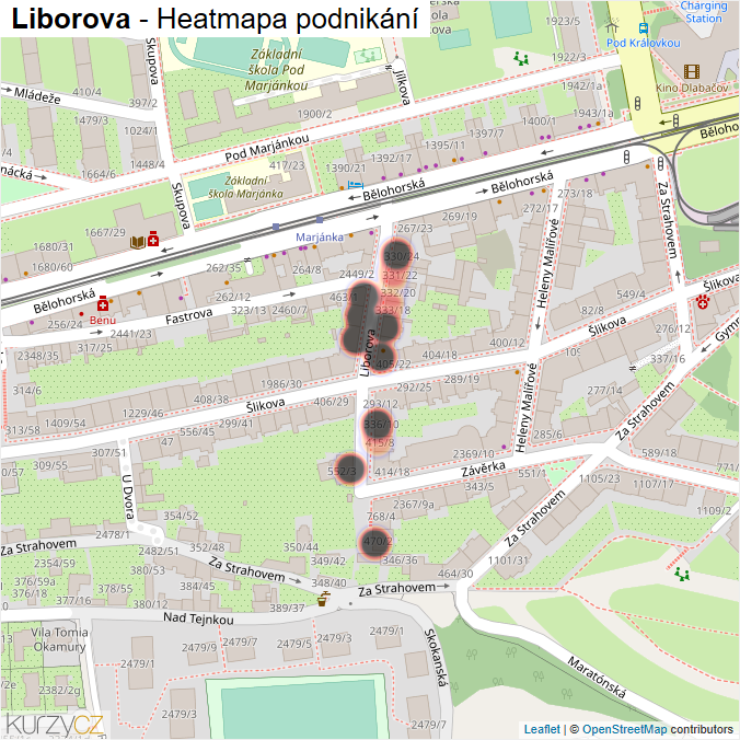 Mapa Liborova - Firmy v ulici.