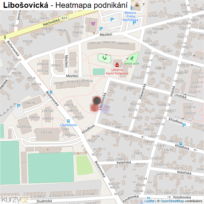 Mapa Libošovická - Firmy v ulici.