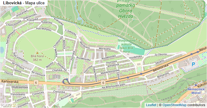 Libovická - mapa ulice