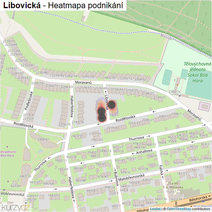 Mapa Libovická - Firmy v ulici.