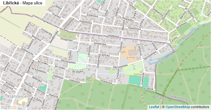 Libřická - mapa ulice