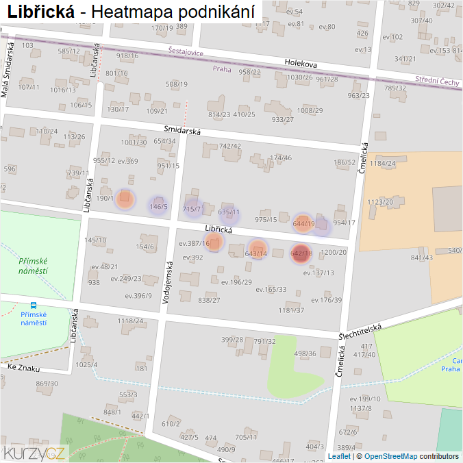 Mapa Libřická - Firmy v ulici.