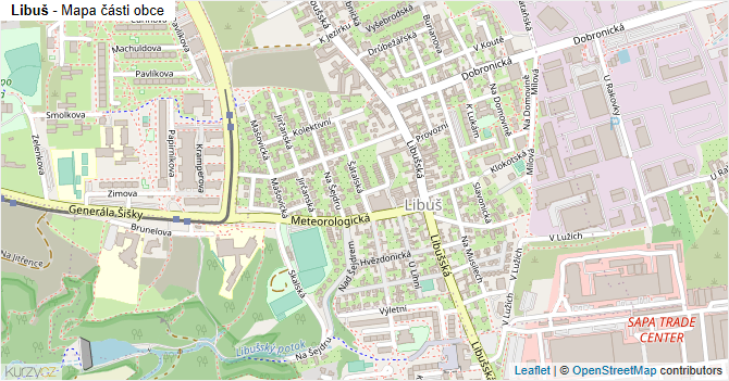 Libuš - mapa části obce