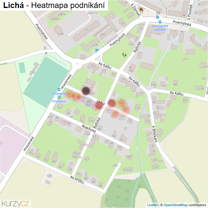 Mapa Lichá - Firmy v ulici.