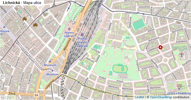Lichnická - mapa ulice