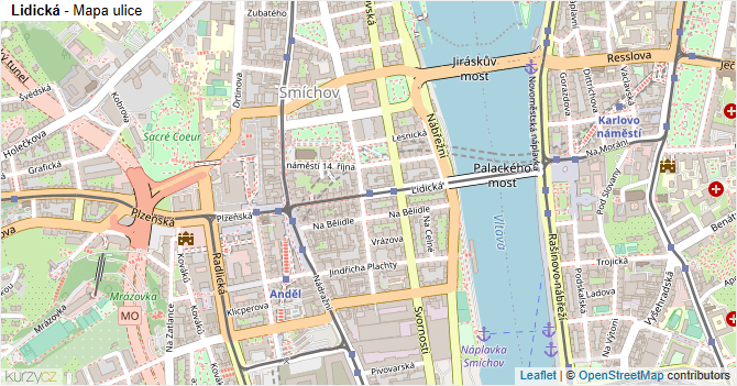 Lidická - mapa ulice