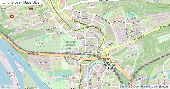 Lindnerova - mapa ulice