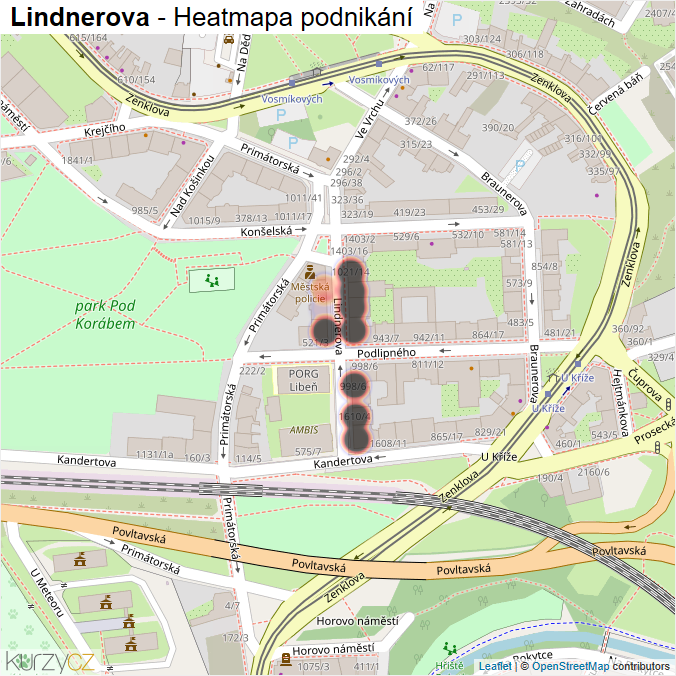 Mapa Lindnerova - Firmy v ulici.