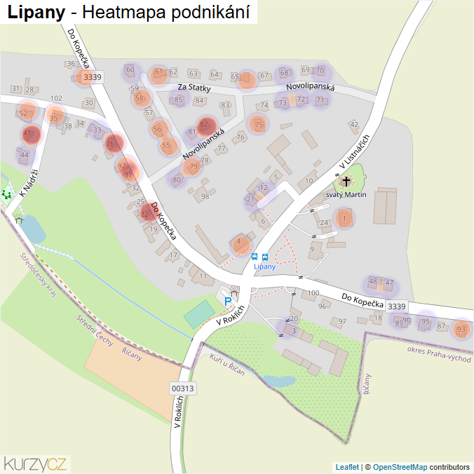 Mapa Lipany - Firmy v části obce.