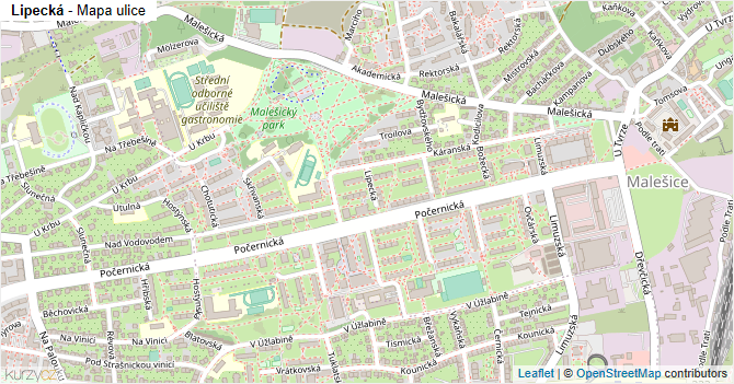 Lipecká - mapa ulice
