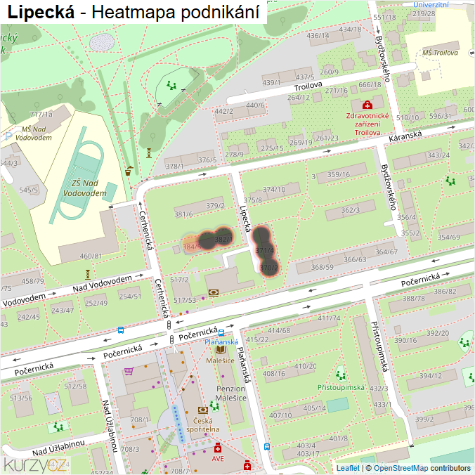 Mapa Lipecká - Firmy v ulici.