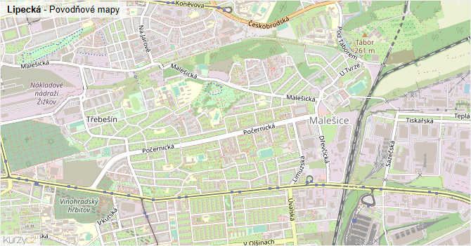 Lipecká - záplavové mapy stoleté vody