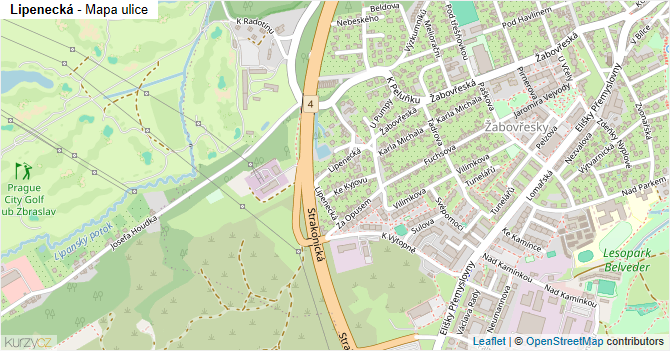 Lipenecká - mapa ulice