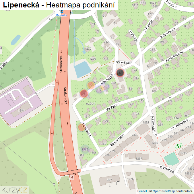 Mapa Lipenecká - Firmy v ulici.