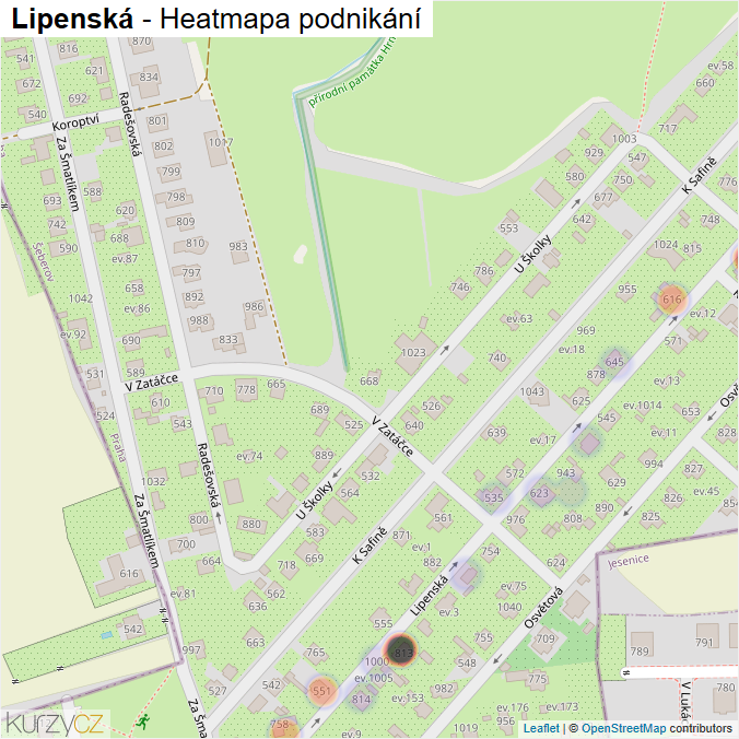 Mapa Lipenská - Firmy v ulici.