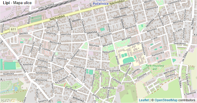 Lipí - mapa ulice