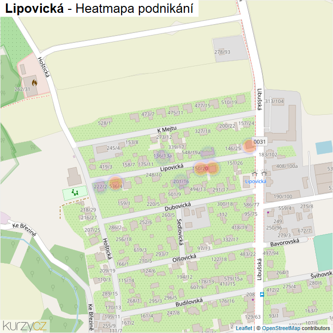 Mapa Lipovická - Firmy v ulici.