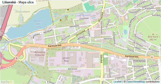 Lišanská - mapa ulice