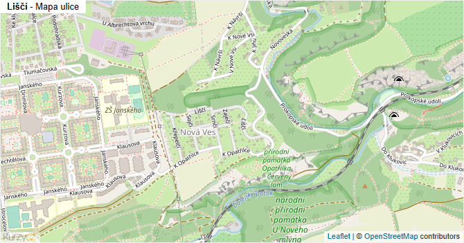 Liščí - mapa ulice