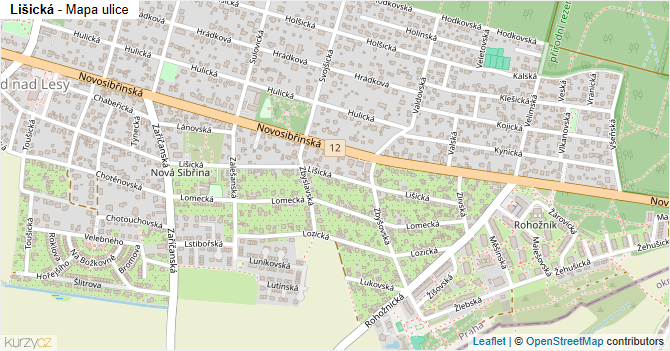 Lišická - mapa ulice