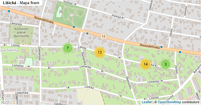 Lišická - mapa firem