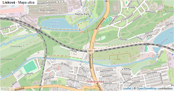 Lísková - mapa ulice